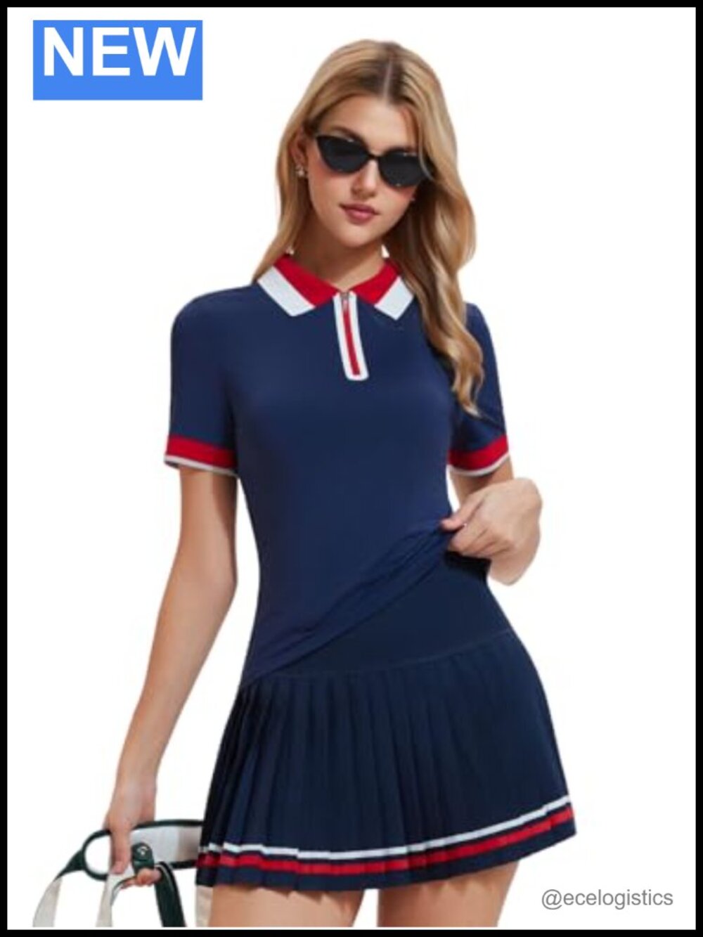 Women's Tennis Skirt Set Polo Top High Waisted Pleated Golf Pickleball Athletic